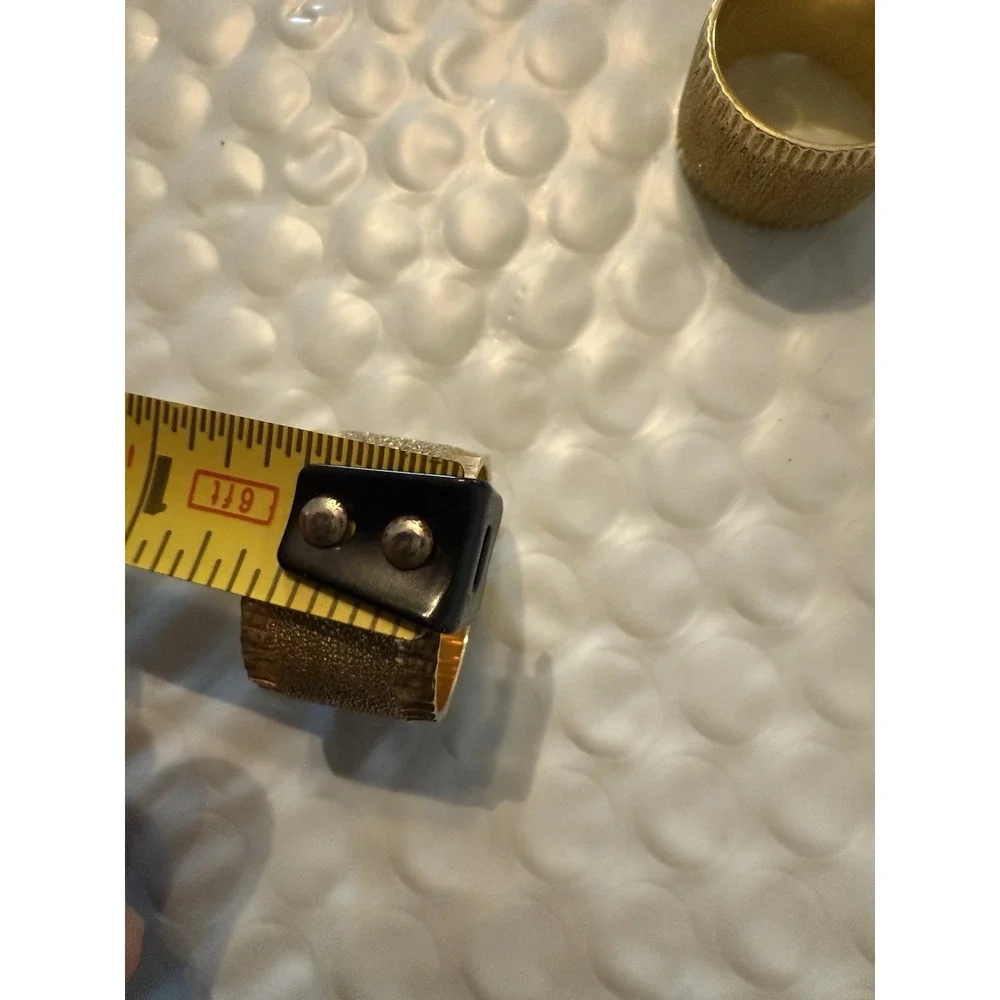 Vtg Milor Italy 925 Vermeil Textured Wide Sterling‎ Cuff Rings Pair 23.4g
